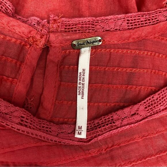 Free People Nobody Like You Cotton Peasant Dress w/ Pockets Coral Size Medium - Picture 9 of 14